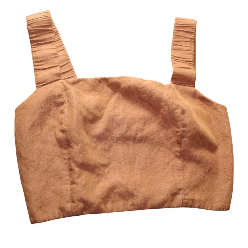 Zara Brown Cropped Tank Top Open Back Spring Summer Lagenlook Neutral Old Money